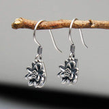 Silver Lotus Hook Earrings — product view 3
