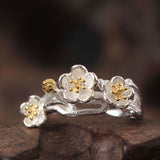 Silver Plum Blossom Open Ring — product view 2