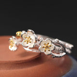 Silver Plum Blossom Open Ring — product view 3