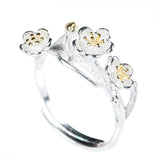 Silver Plum Blossom Open Ring — product view 5