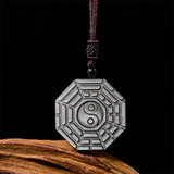 Silver Sheen Obsidian Bagua Disc Necklace — product view 2