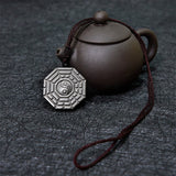 Silver Sheen Obsidian Bagua Disc Necklace — product view 4