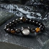 Silver Sheen Obsidian Cat Bead Bracelet — product view