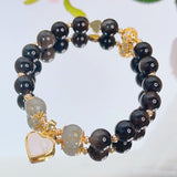 Silver Sheen Obsidian Charm Bracelet — product view