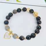 Silver Sheen Obsidian Charm Bracelet — detail view 3