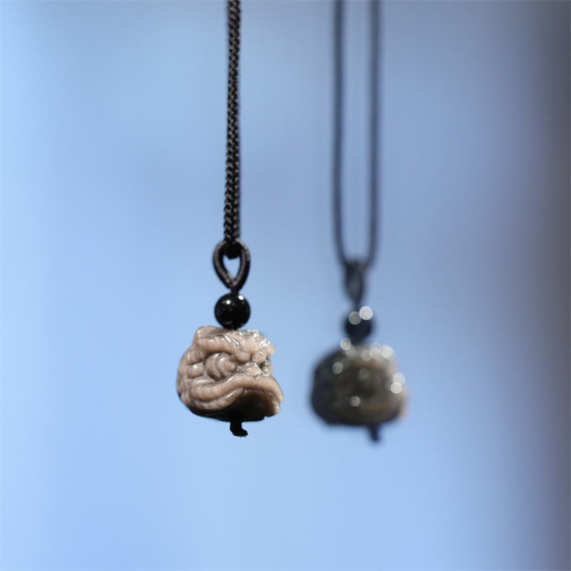 Silver Sheen Obsidian Lion Cord Necklace — product view 1