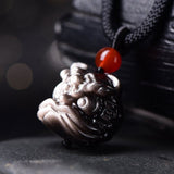 Silver Sheen Obsidian Lion Cord Necklace — product view 3