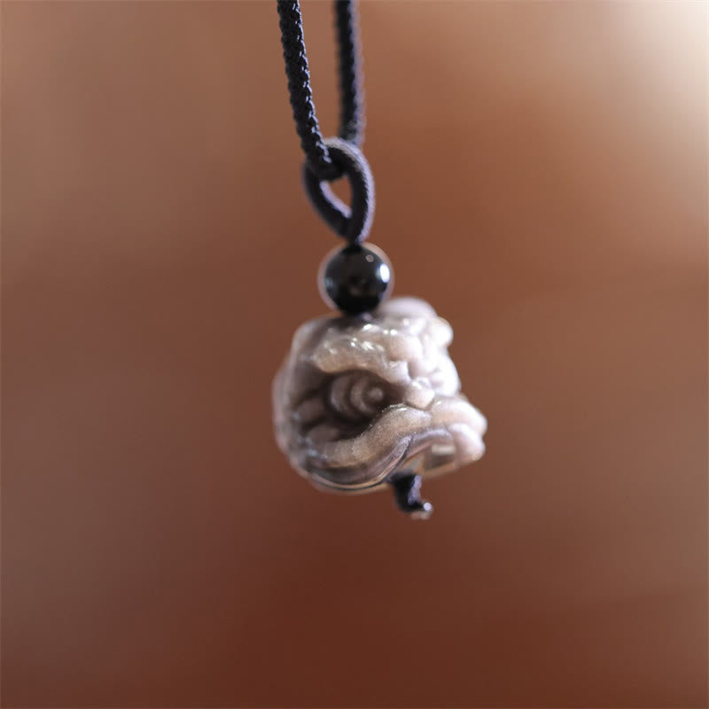 Silver Sheen Obsidian Lion Cord Necklace — product view 4