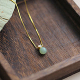 Single Jade Bead Silver Necklace — product view