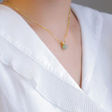 Single Jade Bead Silver Necklace — detail view 5