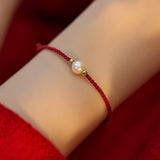 Single Pearl Braided Cord Bracelet — detail view 4