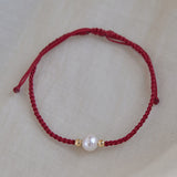 Single Pearl Braided Cord Bracelet — detail view 5