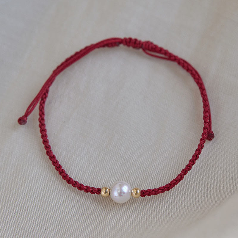 Single Pearl Braided Cord Bracelet — detail view 5