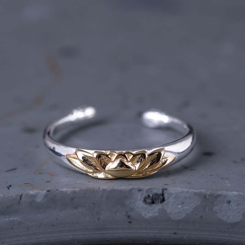 Slim Lotus Sterling Silver Ring — product view