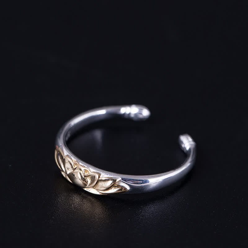 Slim Lotus Sterling Silver Ring — detail view 4