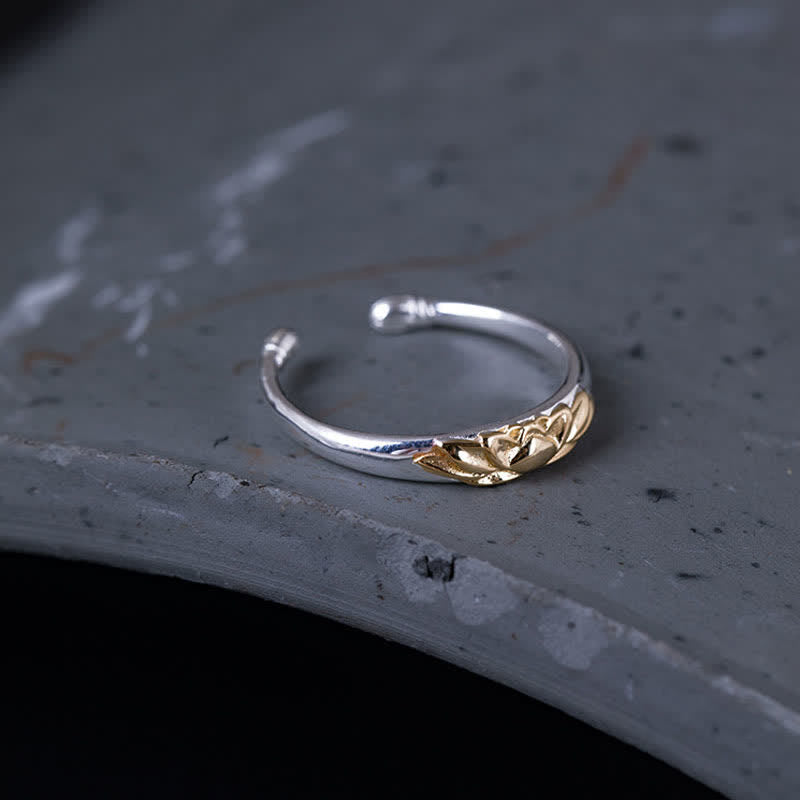 Slim Lotus Sterling Silver Ring — detail view 5