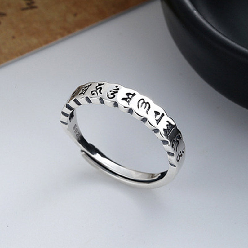 Slim Silver Mantra Band — product view 2