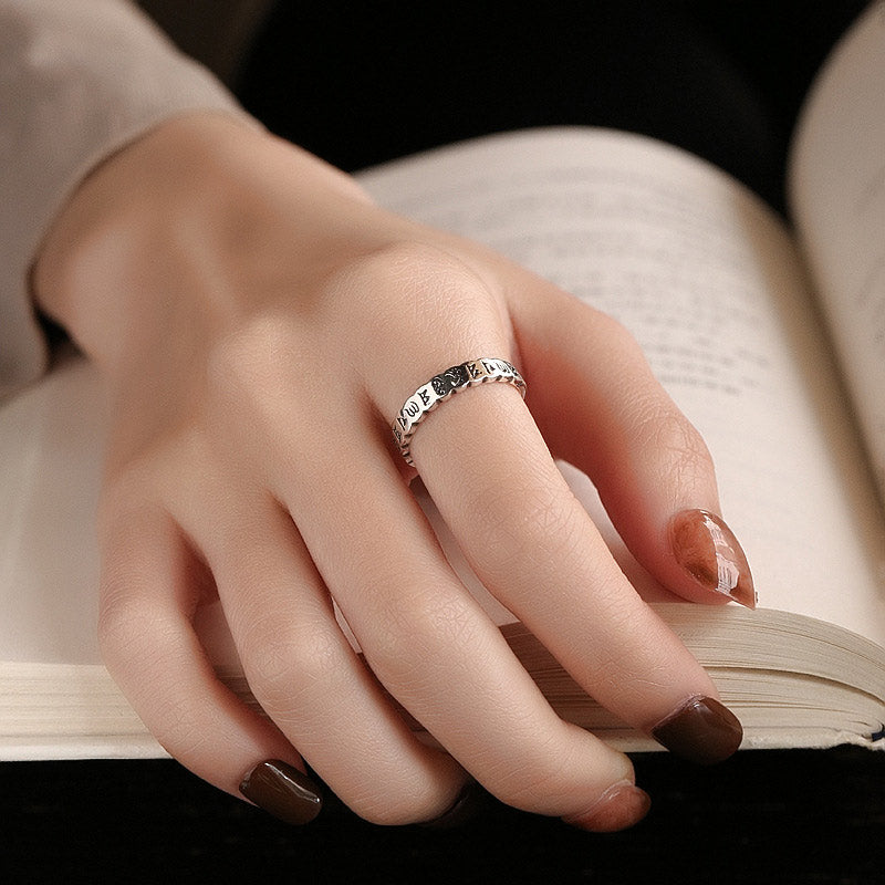 Slim Silver Mantra Band — product view 3