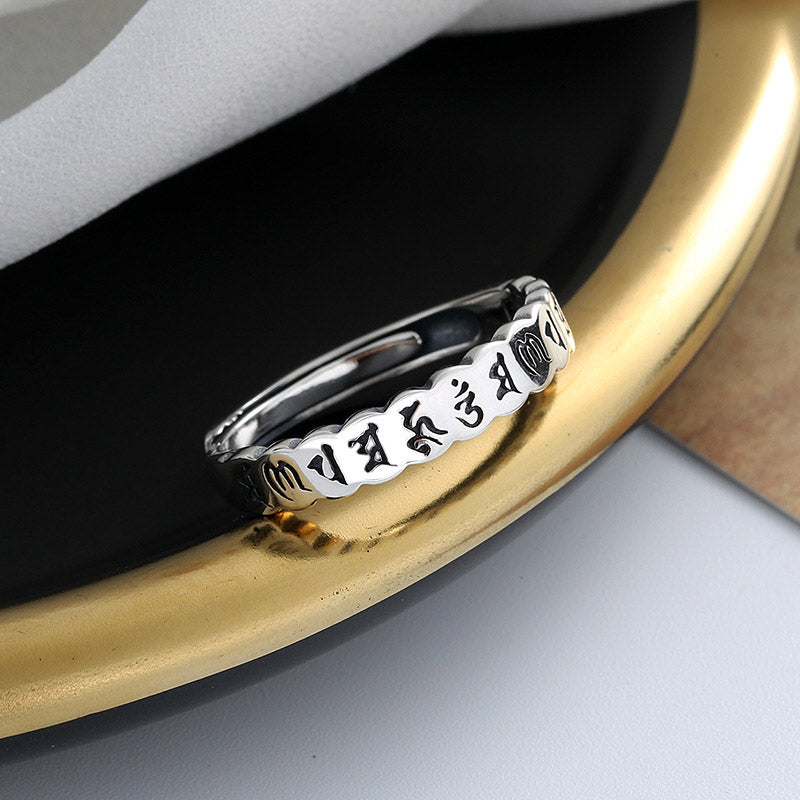 Slim Silver Mantra Band — product view 6