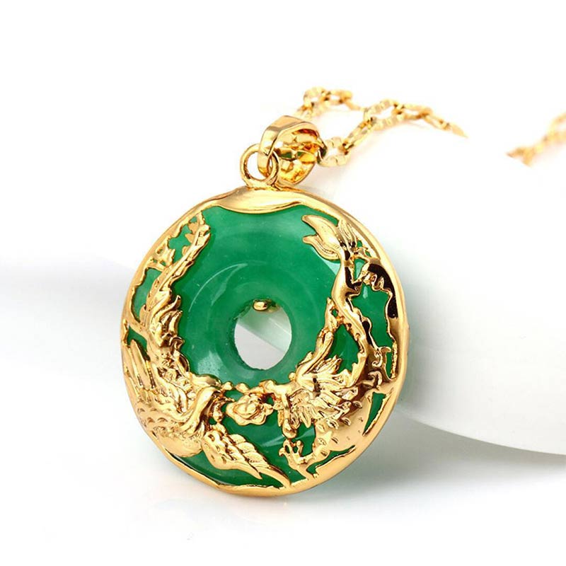 Small Cyan Jade Pendant Necklace — product view 1