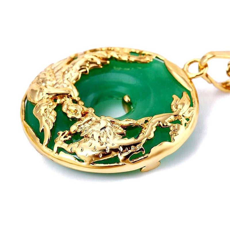 Small Cyan Jade Pendant Necklace — product view 3