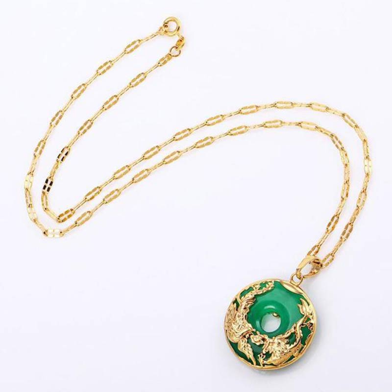 Small Cyan Jade Pendant Necklace — product view 4