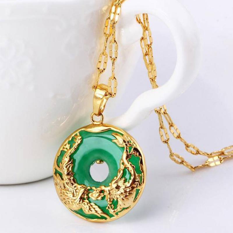 Small Cyan Jade Pendant Necklace — product view 5
