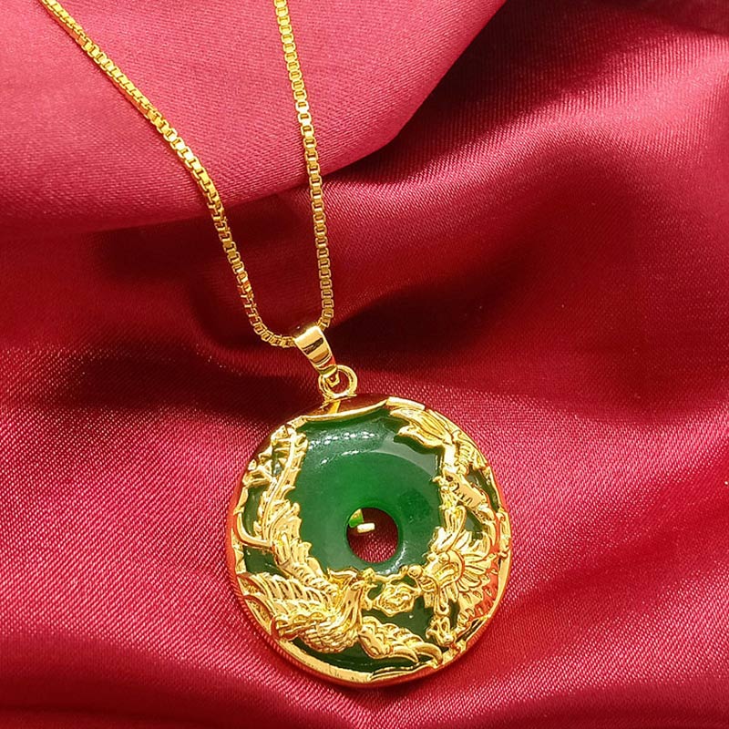 Small Cyan Jade Pendant Necklace — product view 6