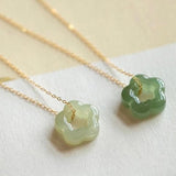Small Jade Flower Pendant Necklace — product view 1