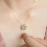 Small Jade Flower Pendant Necklace — product view 6
