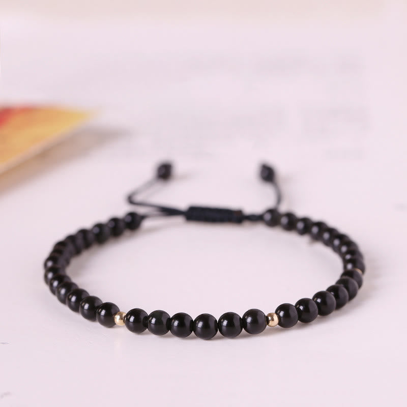 Small Obsidian Bead Cord Bracelet — product view