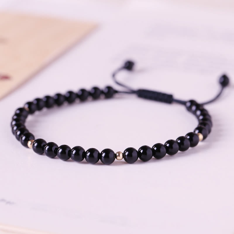 Small Obsidian Bead Cord Bracelet — detail view 4