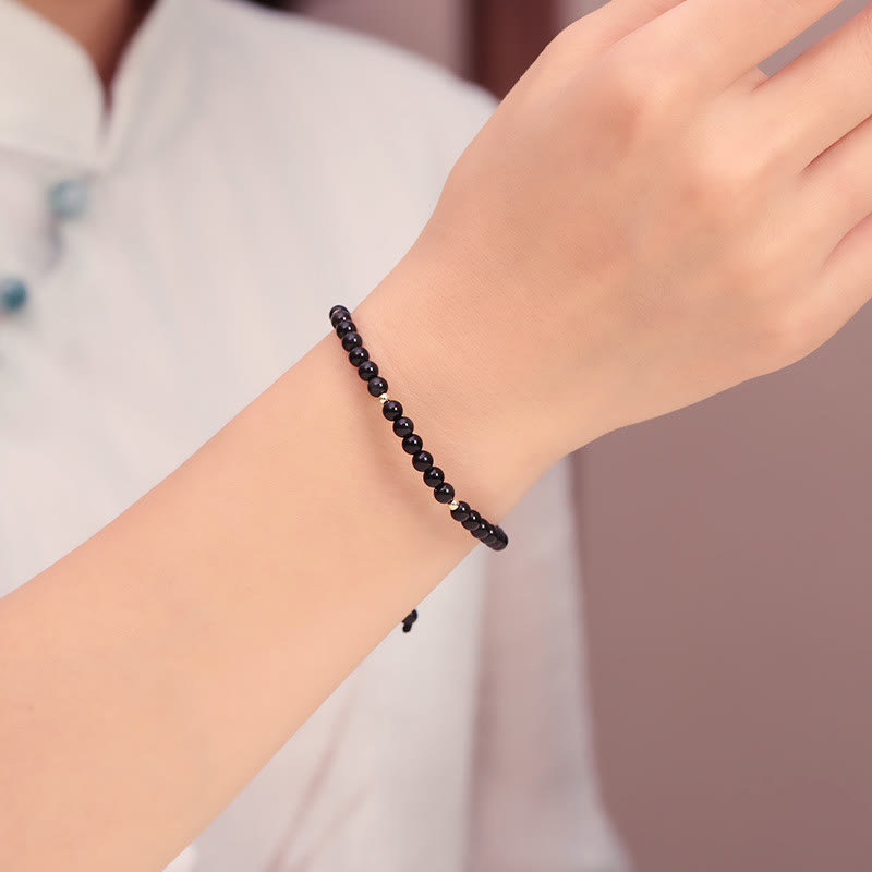 Small Obsidian Bead Cord Bracelet — detail view 5