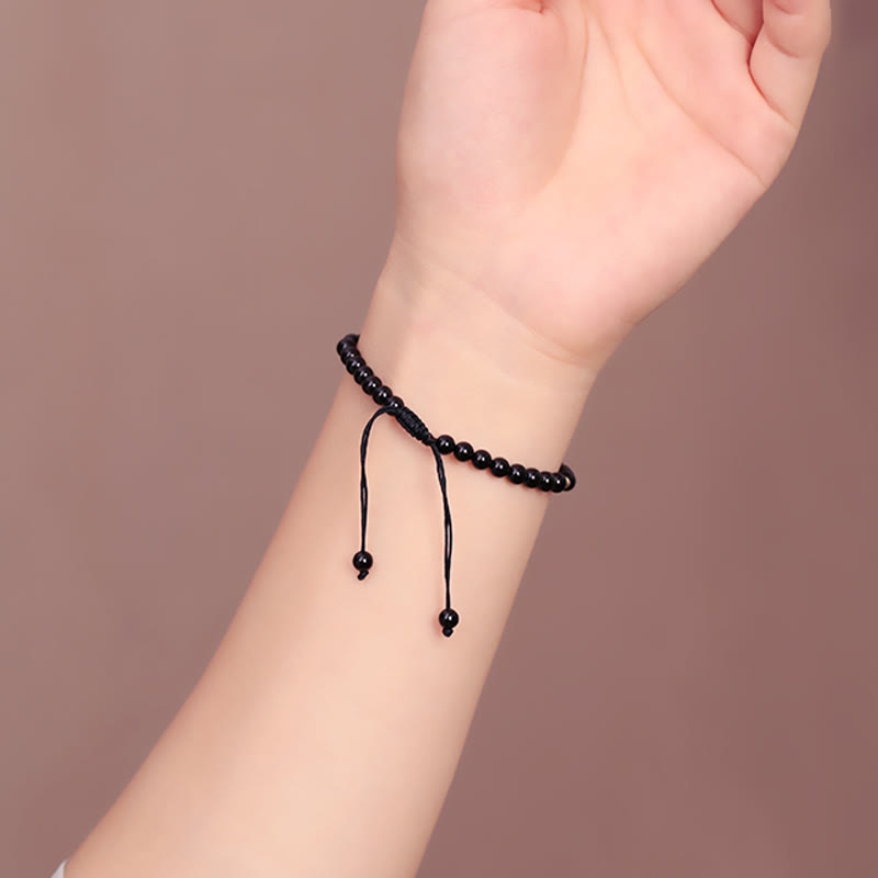 Small Obsidian Bead Cord Bracelet — detail view 6