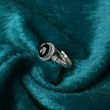 Small Onyx Sterling Silver Open Ring — product view 5