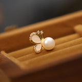 Small Pearl Butterfly Stud Earrings — product view 5