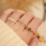 Small Stone and Silver Elastic Ring — product view