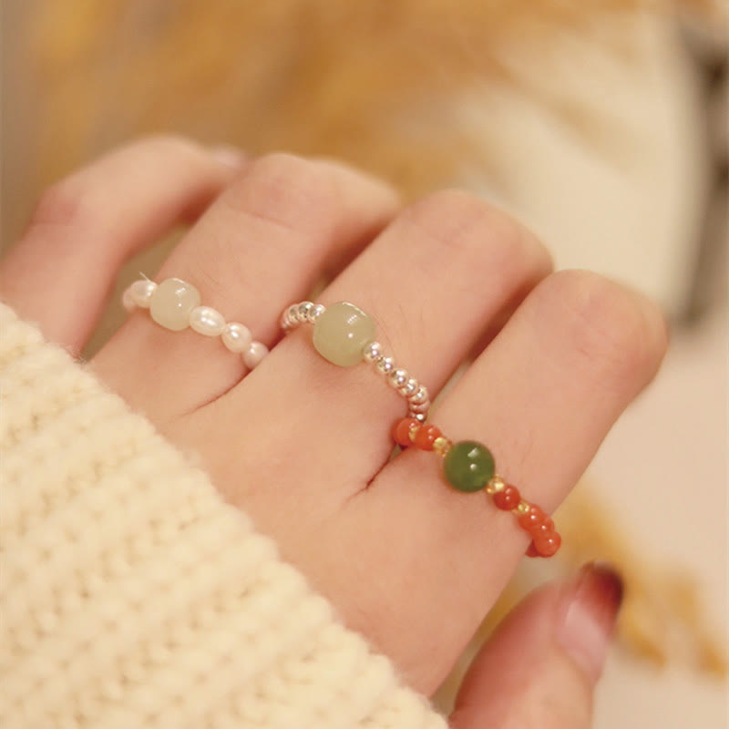 Small Stone and Silver Elastic Ring — product view