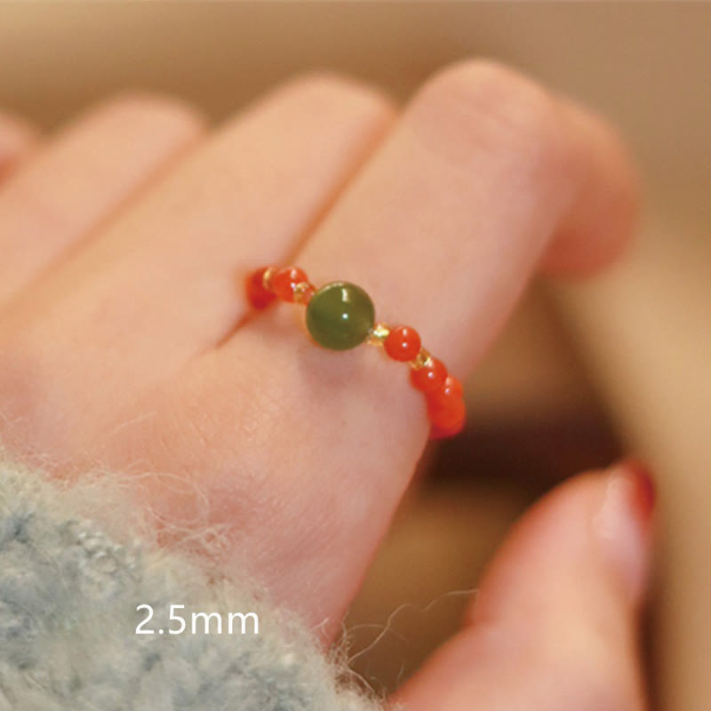 Small Stone and Silver Elastic Ring — detail view 5