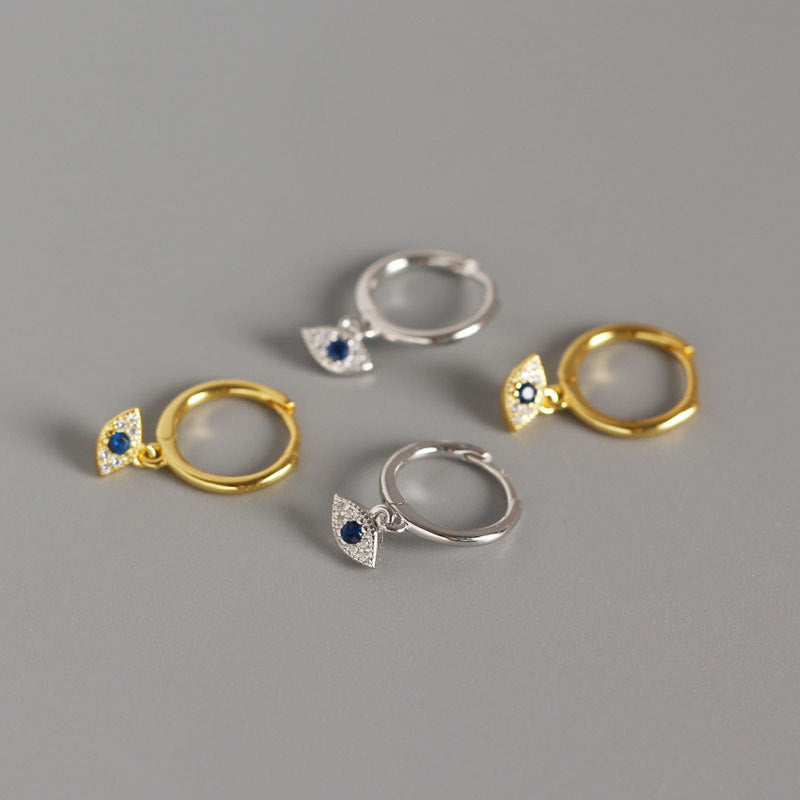 Sterling Silver Eye Charm Hoops — product view