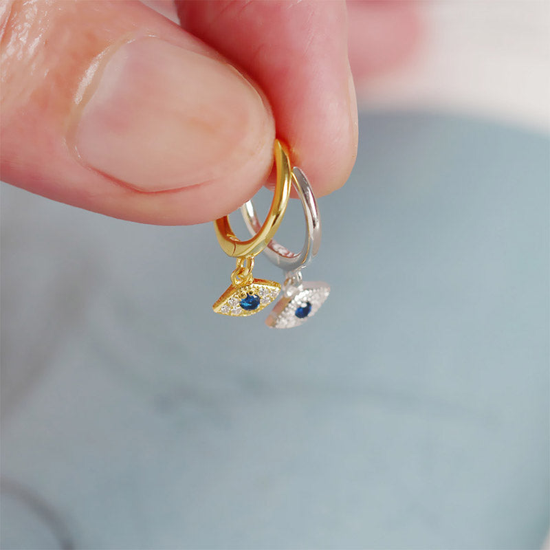 Sterling Silver Eye Charm Hoops — detail view 3