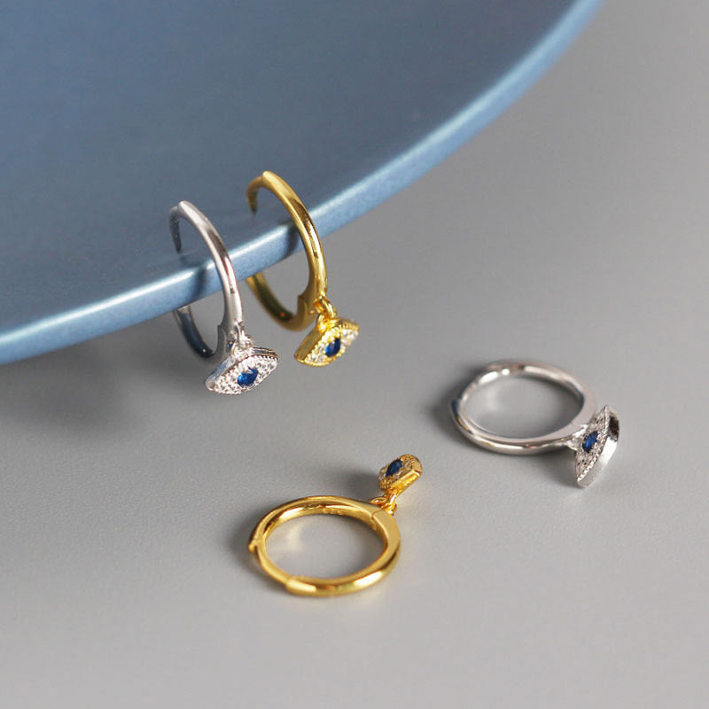 Sterling Silver Eye Charm Hoops — detail view 4