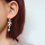 Stone and Silver Leaf Drop Earrings — detail view 2