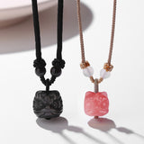 Stone Lion Head Pendant Necklace — product view 1