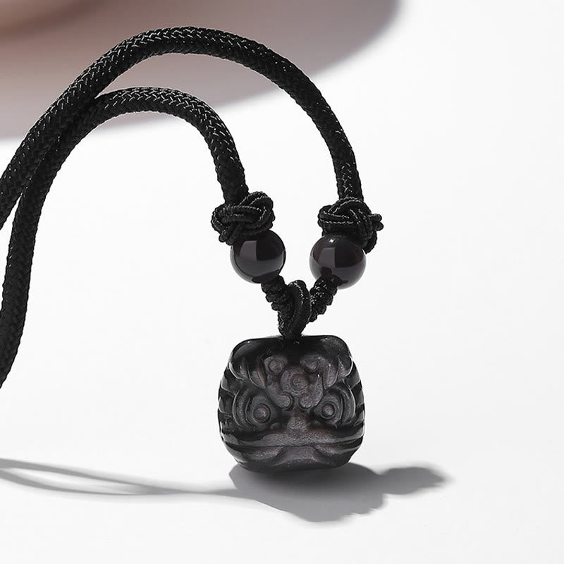 Stone Lion Head Pendant Necklace — product view 3