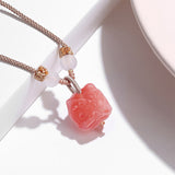 Stone Lion Head Pendant Necklace — product view 5