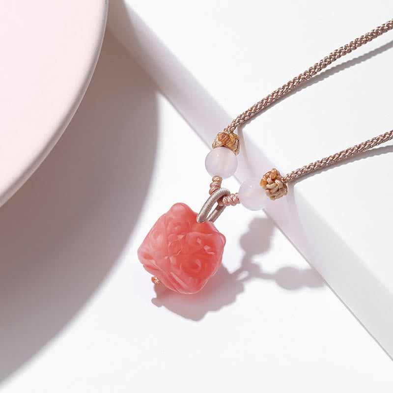Stone Lion Head Pendant Necklace — product view 6