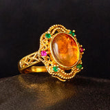 Synthetic Amber Lace Open Ring — product view 1