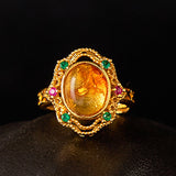 Synthetic Amber Lace Open Ring — product view 3