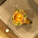 Synthetic Amber Lace Open Ring — product view 4